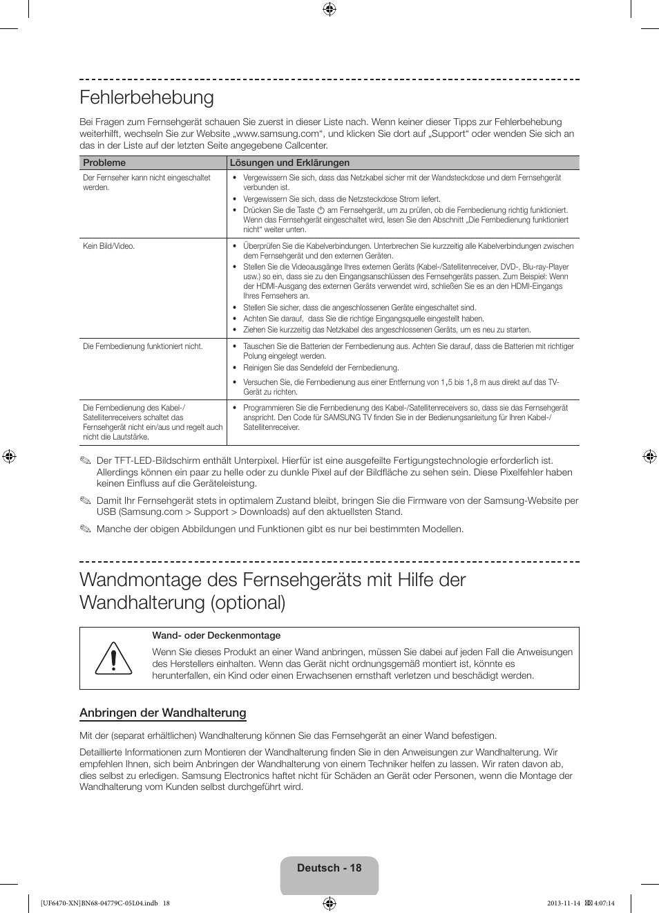 Fehlerbehebung | Samsung UE46F6510SS User Manual | Page 66 / 97