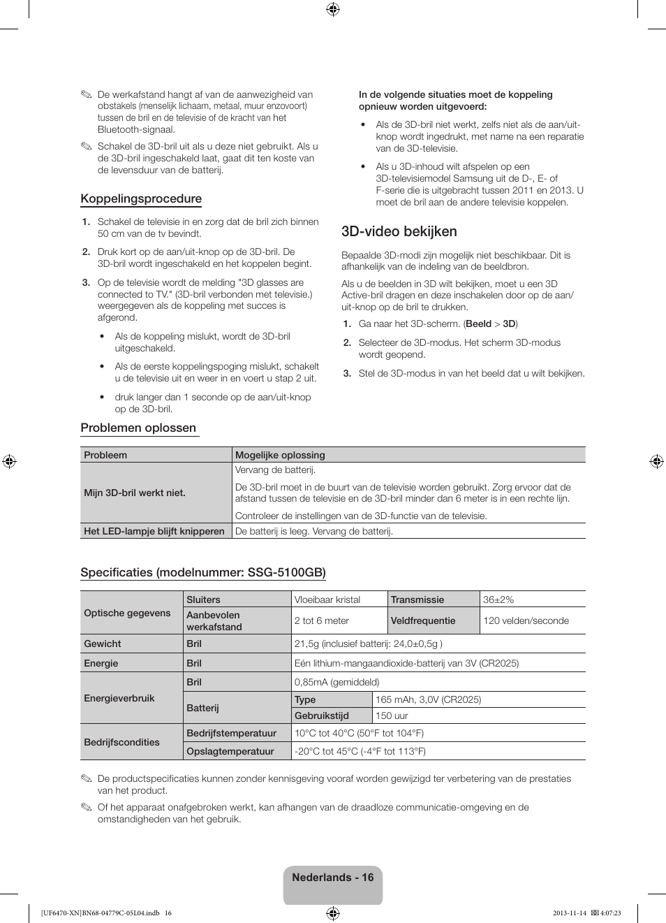 3d-video bekijken | Samsung UE46F6510SS User Manual | Page 88 / 97