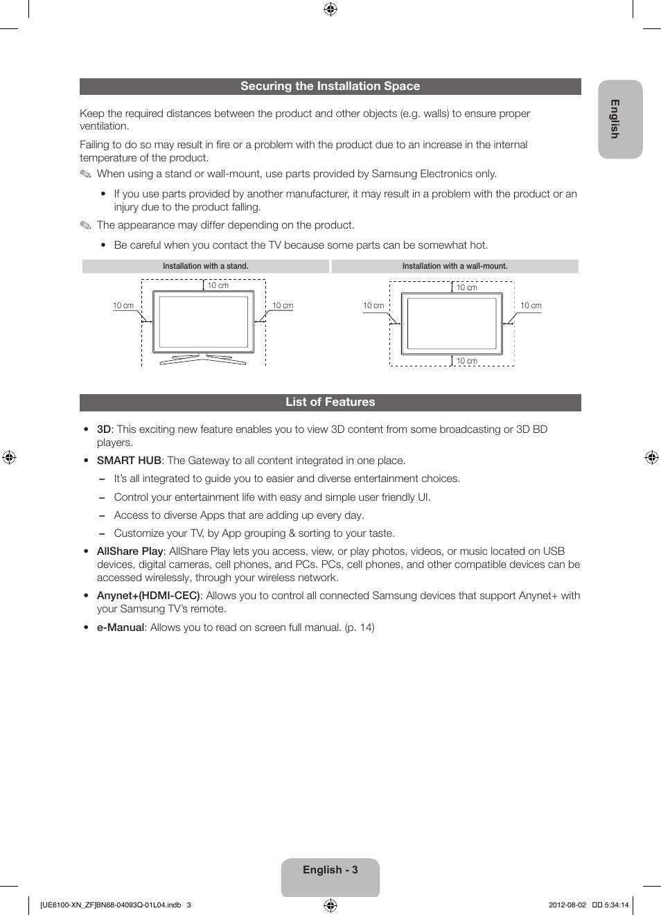 Samsung UE46ES6100W User Manual | Page 3 / 90