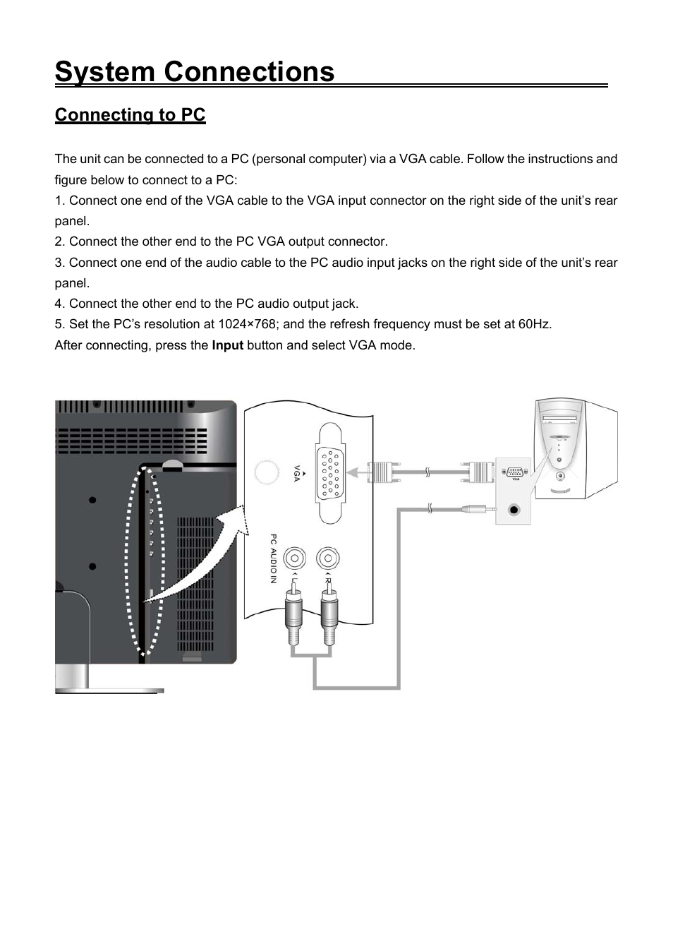 Connecting to pc, System connections | Audiovox FPE2706DV User Manual | Page 20 / 44