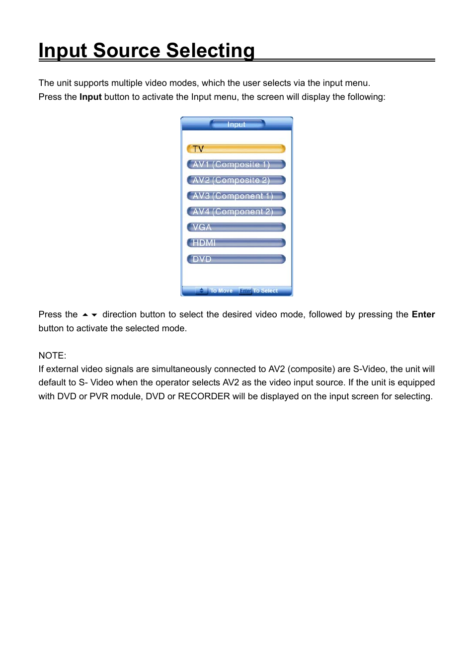 Input source selecting | Audiovox FPE2706DV User Manual | Page 23 / 44