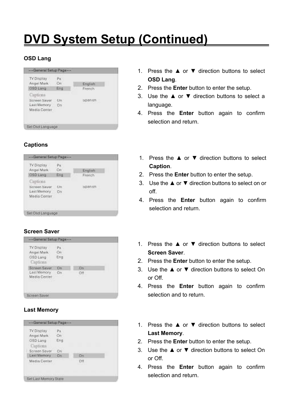 Dvd system setup (continued) | Audiovox FPE2706DV User Manual | Page 37 / 44