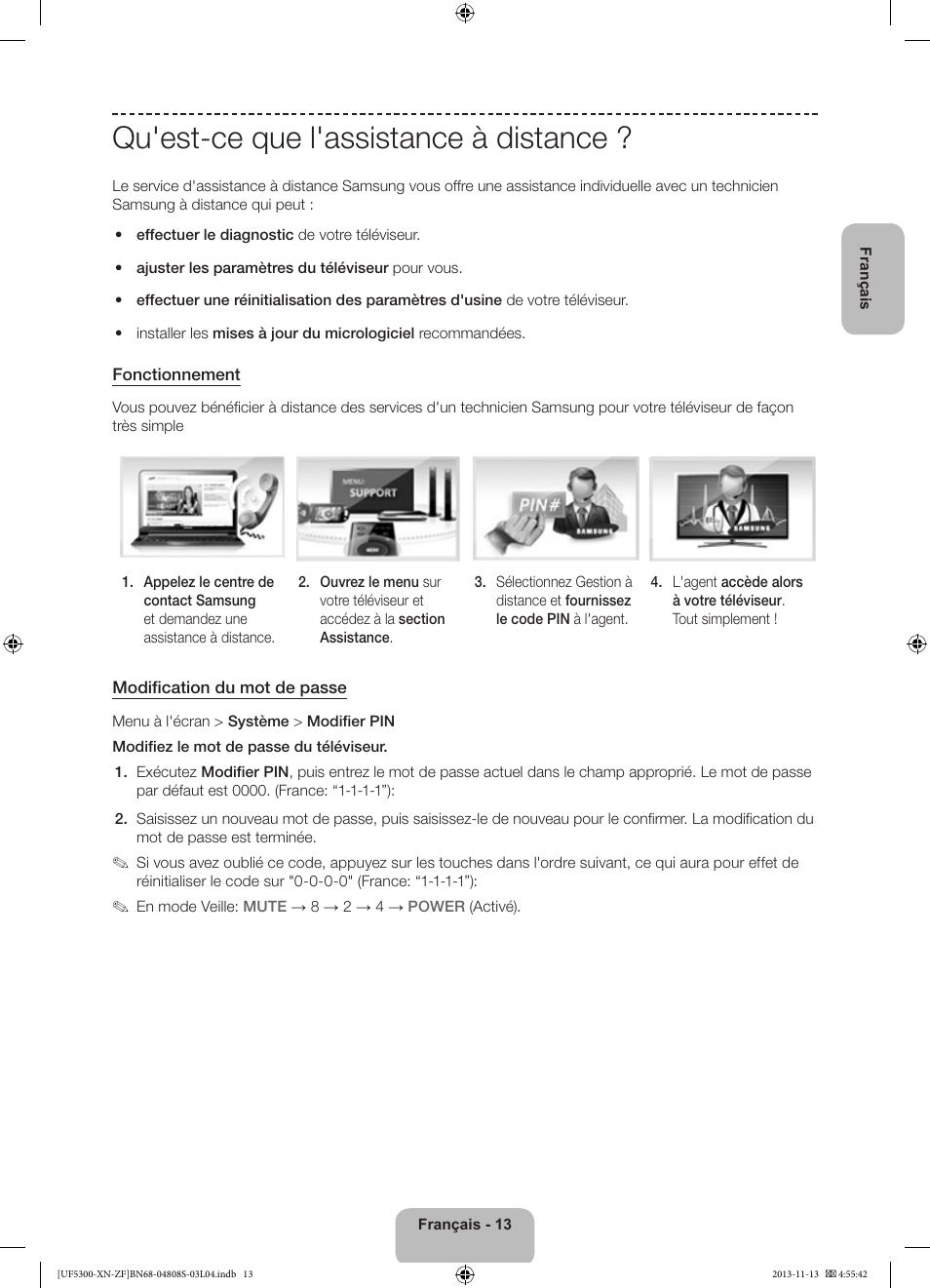 Qu'est-ce que l'assistance à distance | Samsung UE32F5300AW User Manual | Page 33 / 81