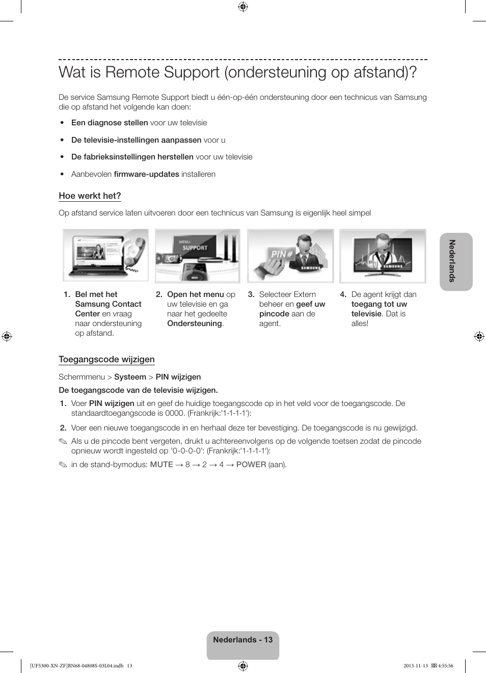 Wat is remote support (ondersteuning op afstand) | Samsung UE32F5300AW User Manual | Page 73 / 81