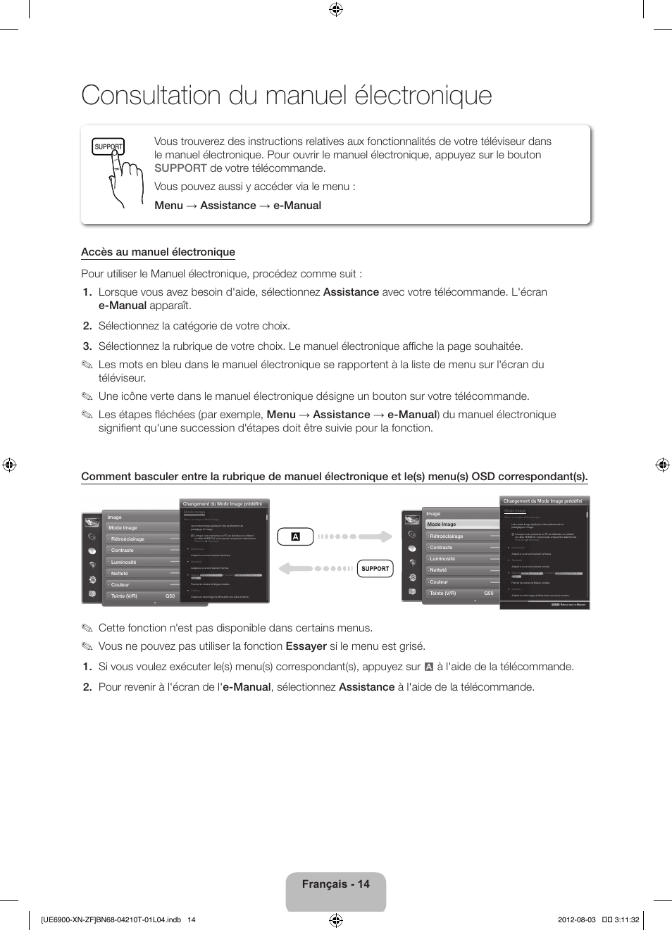 Consultation du manuel électronique | Samsung UE40ES6900S User Manual | Page 36 / 91