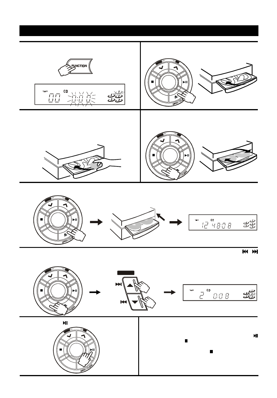 Funcionamiento del lector de cd, Skip), Preset | Audiovox 5 CD MINI HI-FI SYSTEM User Manual | Page 52 / 62