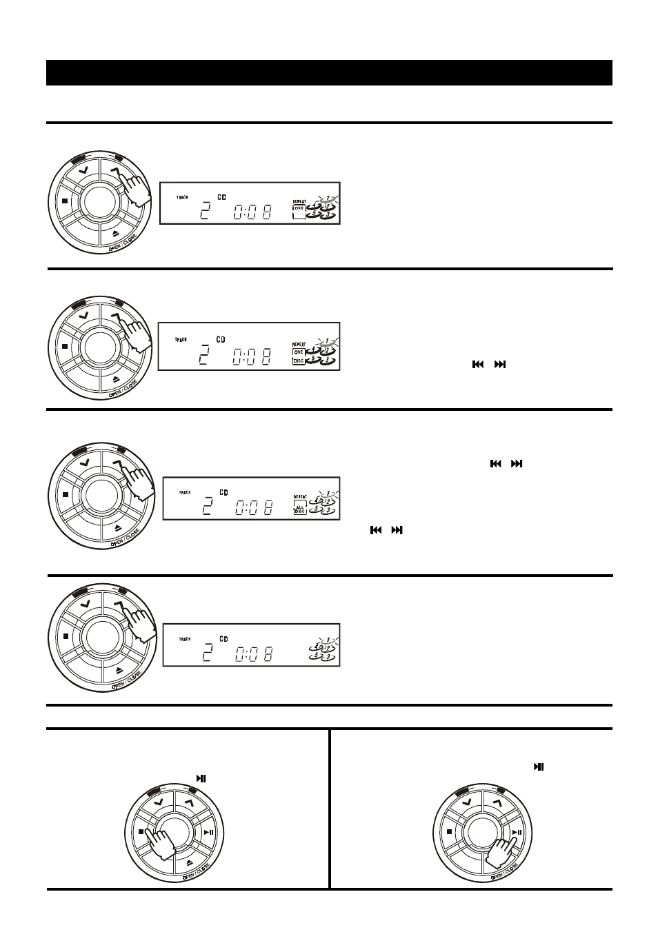 Funcionamiento del lector de cd), Repetición mientras esté sonando | Audiovox 5 CD MINI HI-FI SYSTEM User Manual | Page 55 / 62