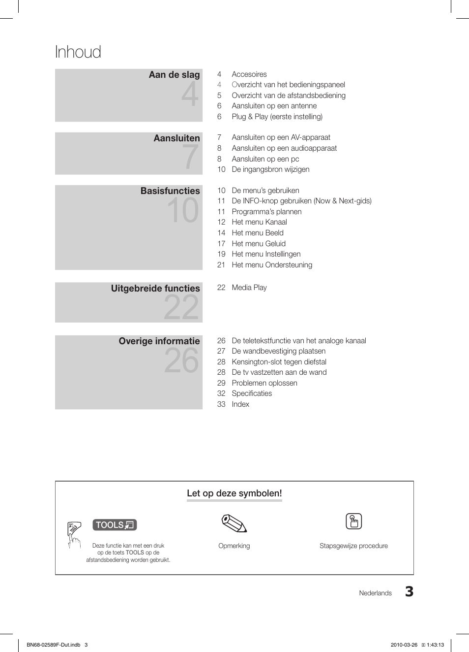 Inhoud | Samsung LE26C350D1W User Manual | Page 102 / 133