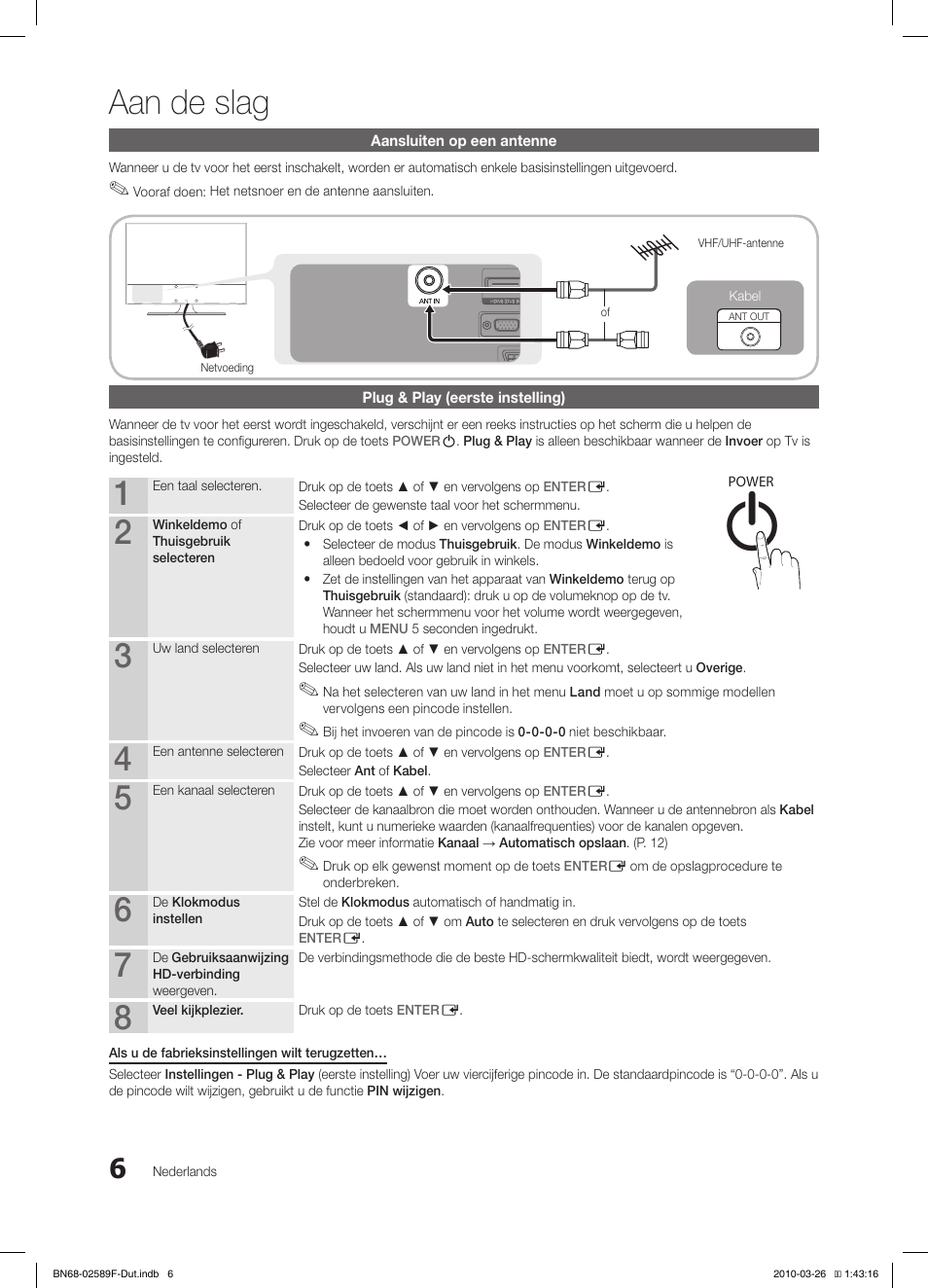 Aan de slag | Samsung LE26C350D1W User Manual | Page 105 / 133