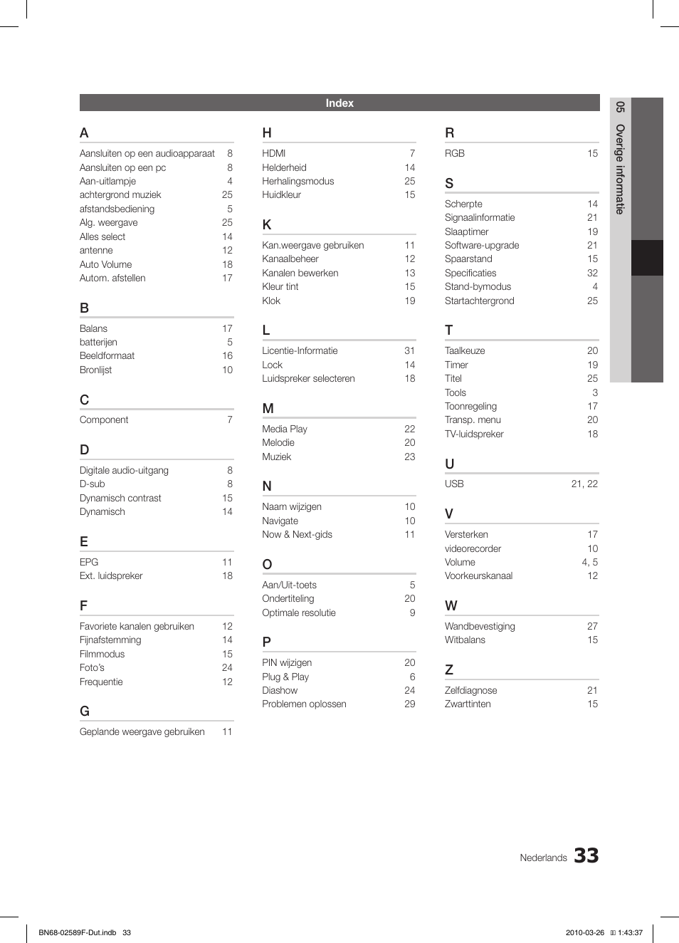 Samsung LE26C350D1W User Manual | Page 132 / 133