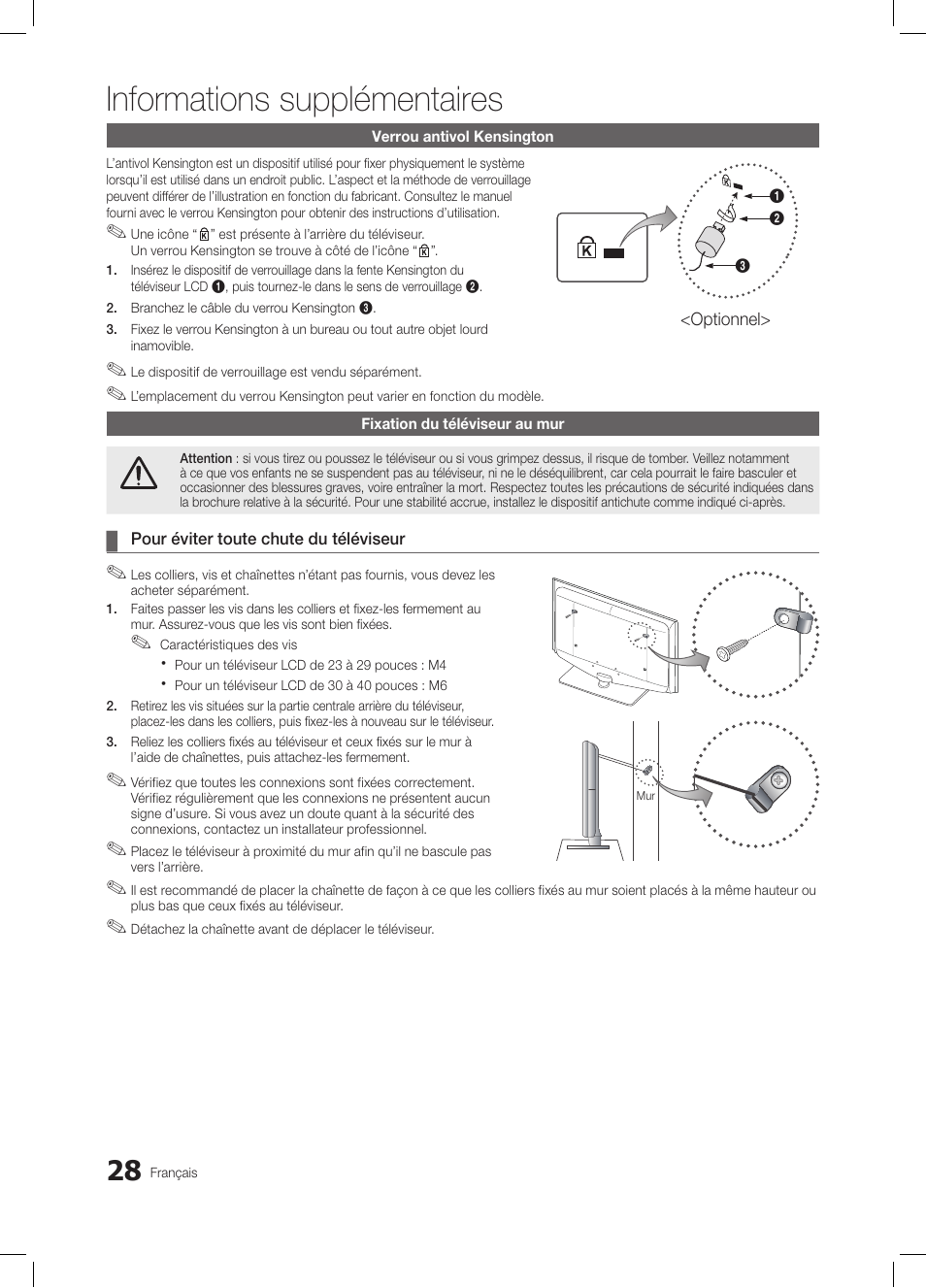 Informations supplémentaires | Samsung LE26C350D1W User Manual | Page 61 / 133