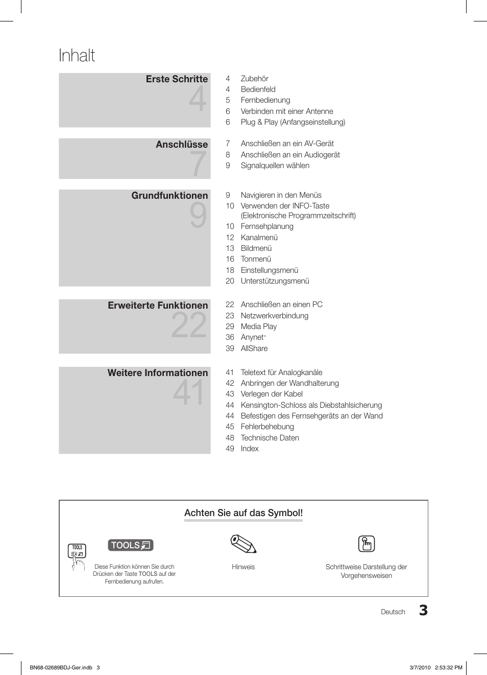 Inhalt | Samsung LE40C630K1W User Manual | Page 101 / 197