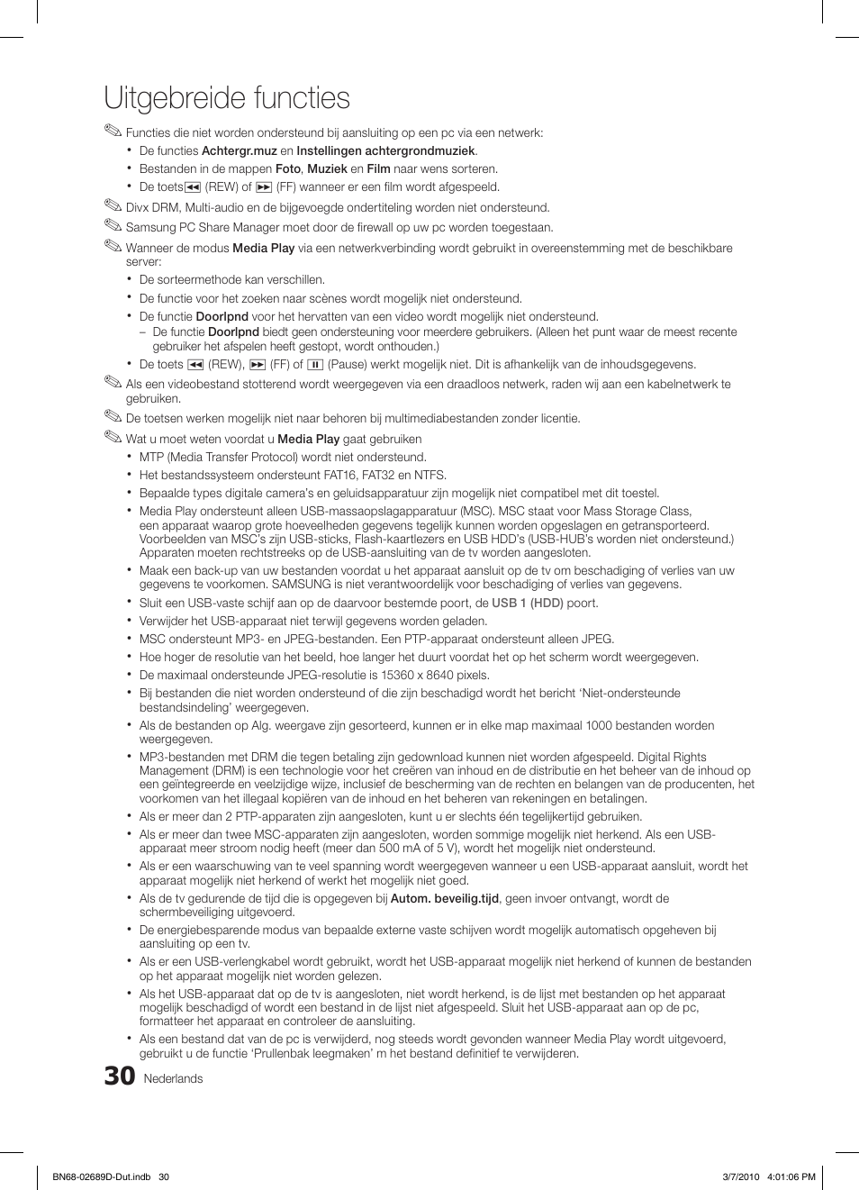 Uitgebreide functies | Samsung LE40C630K1W User Manual | Page 177 / 197