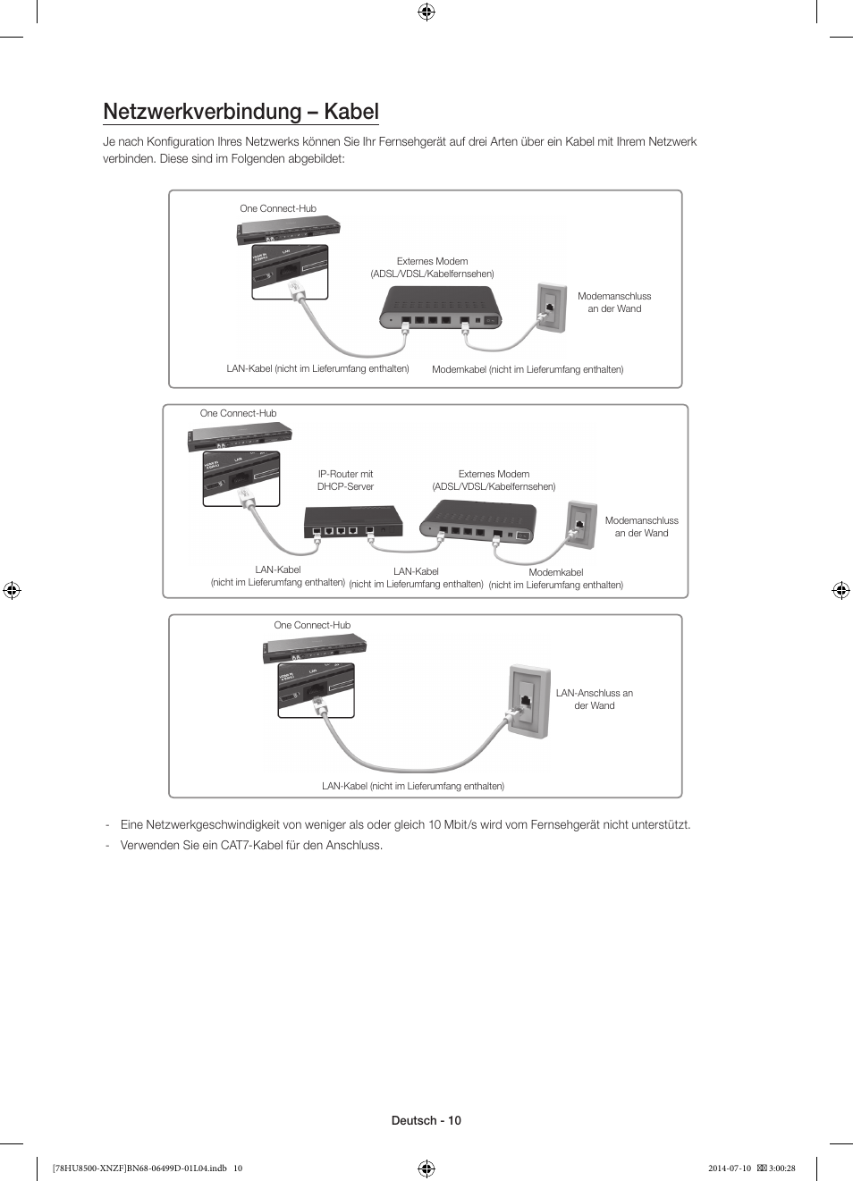 Netzwerkverbindung – kabel | Samsung UE78HU8500L User Manual | Page 58 / 97