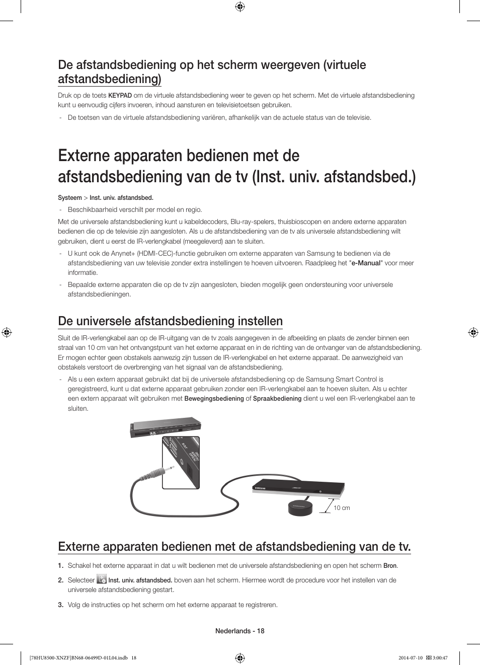 De universele afstandsbediening instellen | Samsung UE78HU8500L User Manual | Page 90 / 97