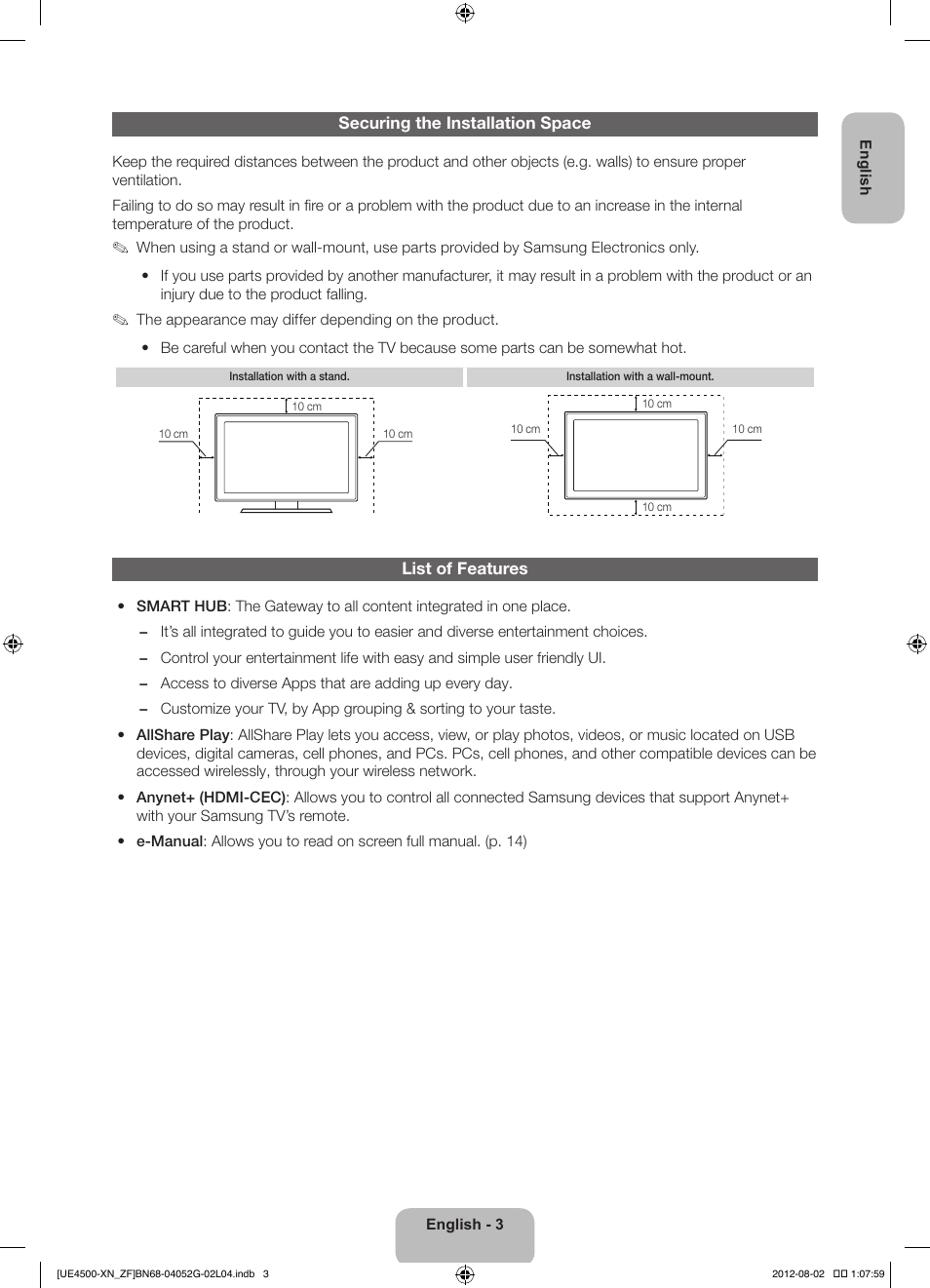 Samsung UE26EH4500W User Manual | Page 3 / 88