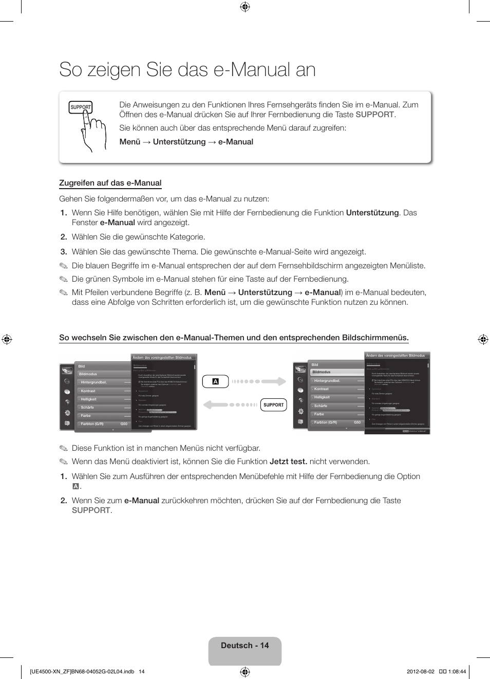 So zeigen sie das e-manual an | Samsung UE26EH4500W User Manual | Page 58 / 88