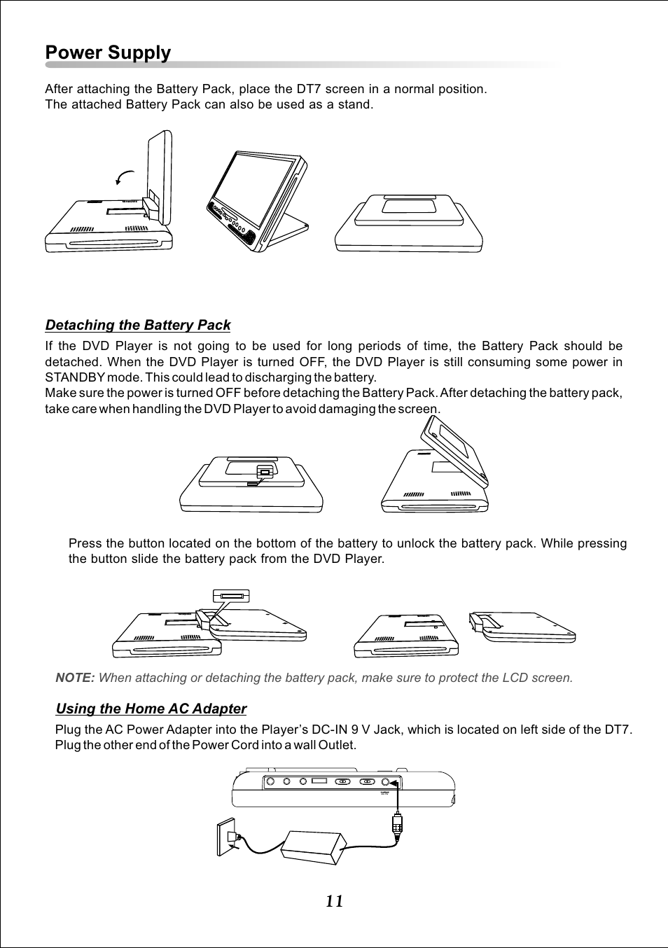 Power supply | Audiovox DT7 User Manual | Page 11 / 24