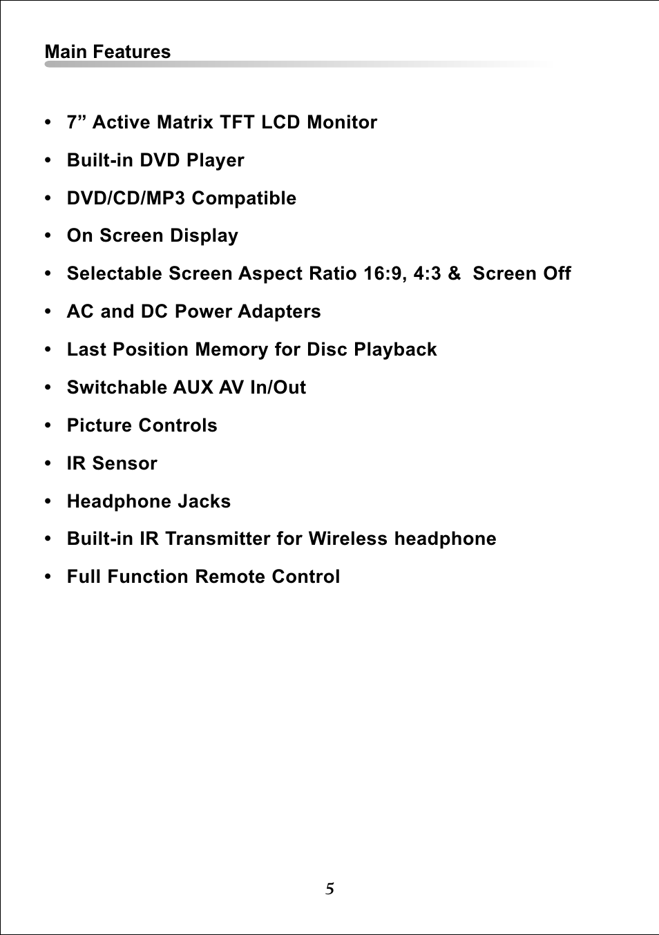 Audiovox DT7 User Manual | Page 5 / 24