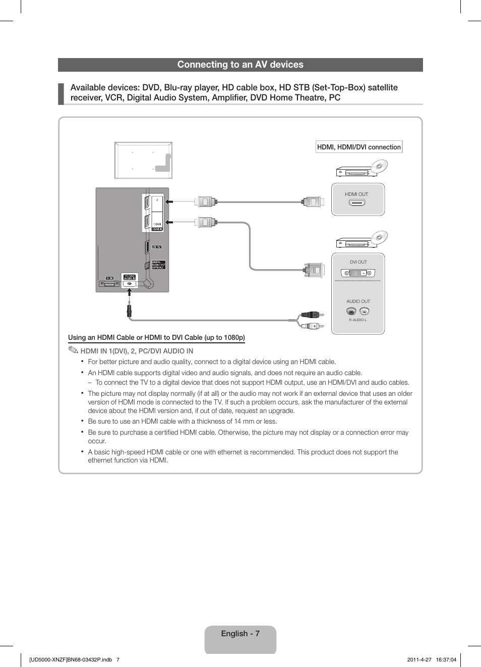 Samsung UE27D5010NW User Manual | Page 7 / 65