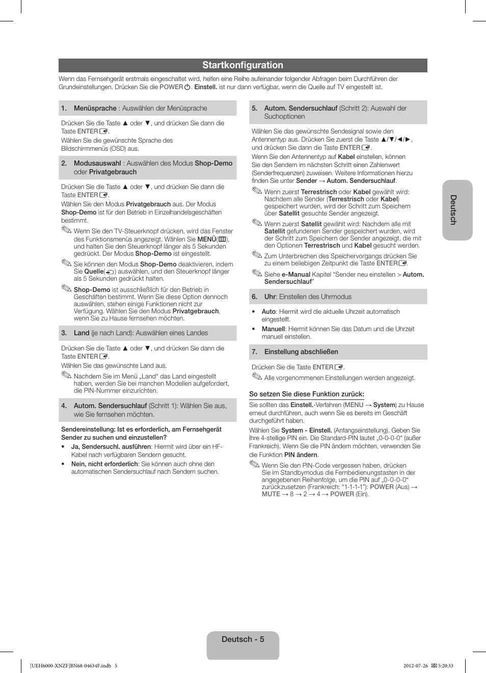 Startkonfiguration | Samsung UE60EH6000S User Manual | Page 29 / 49