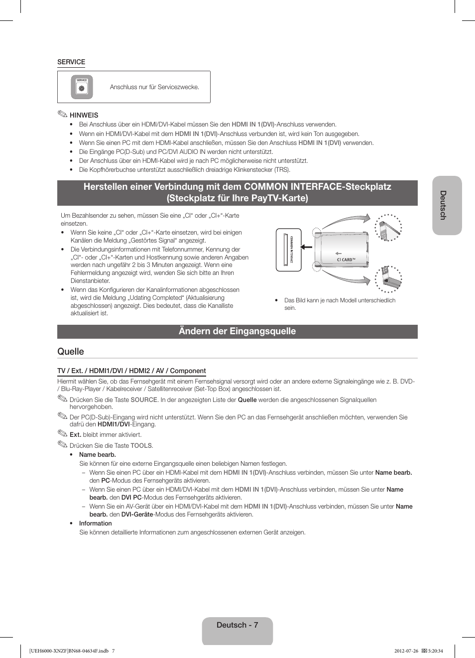 Ändern der eingangsquelle quelle | Samsung UE60EH6000S User Manual | Page 31 / 49