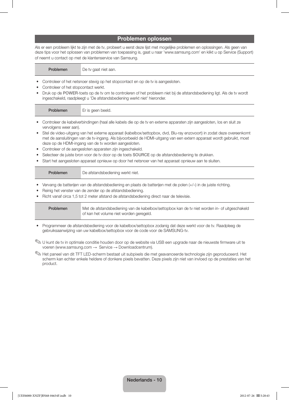 Problemen oplossen | Samsung UE60EH6000S User Manual | Page 46 / 49
