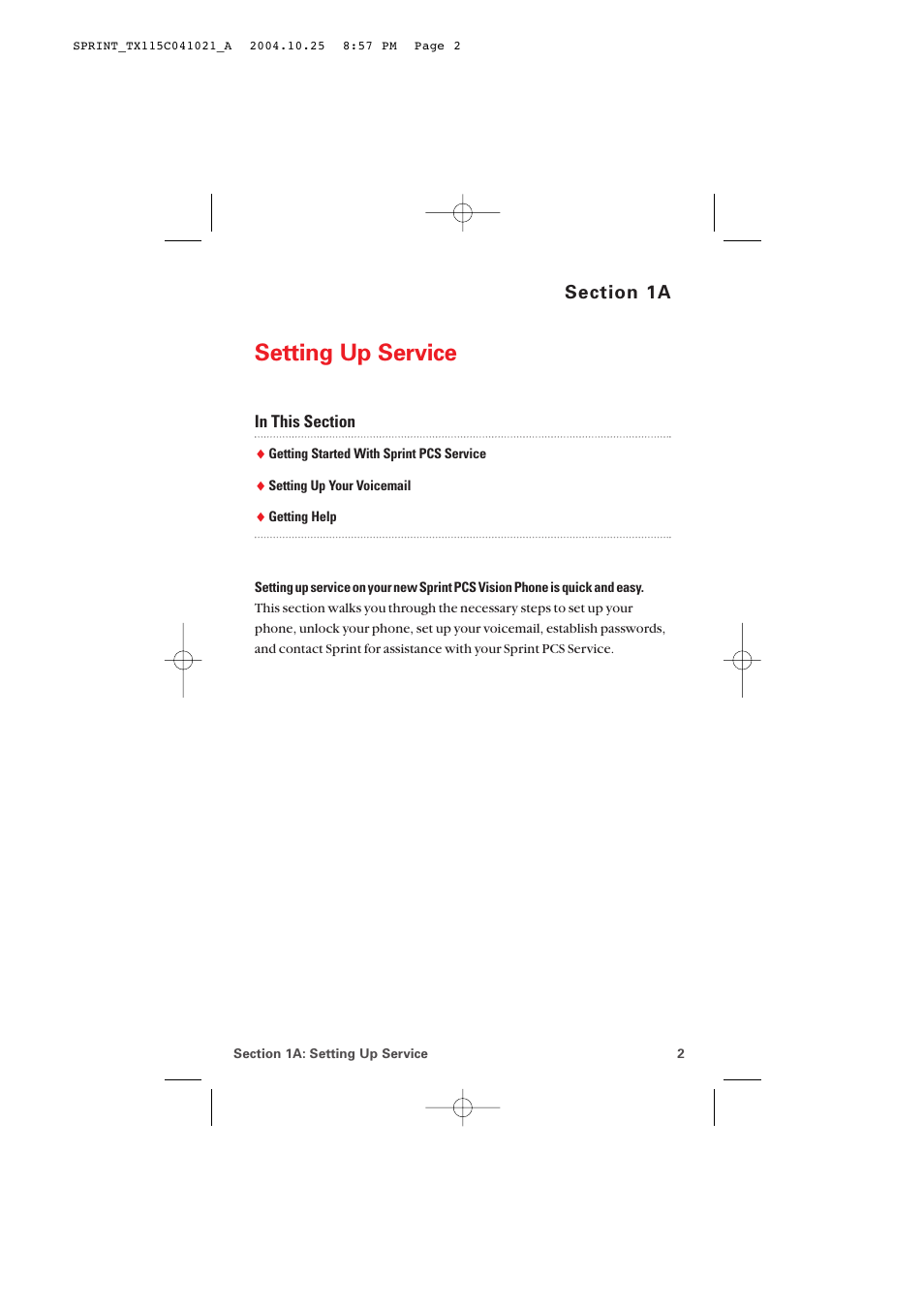 1a. setting up service, Setting up service | Audiovox PM-8912 User Manual | Page 11 / 201