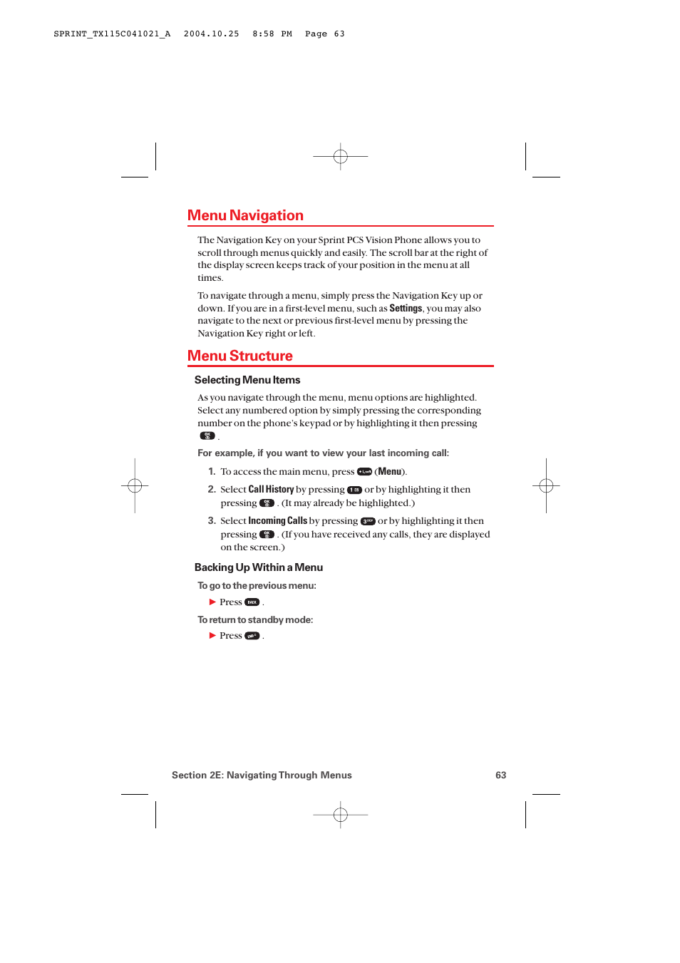Menu navigation, Menu structure | Audiovox PM-8912 User Manual | Page 72 / 201