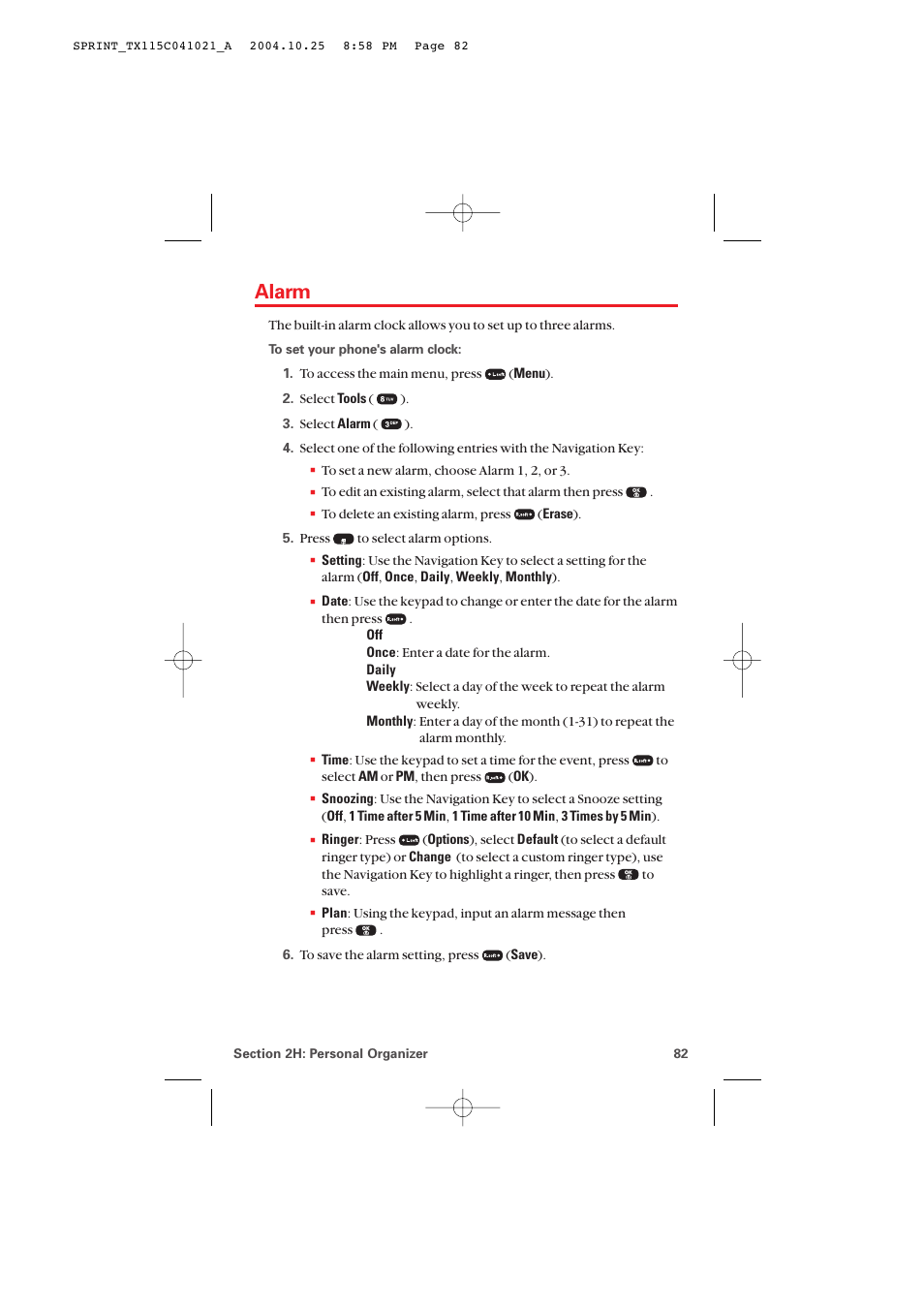 Alarm | Audiovox PM-8912 User Manual | Page 91 / 201