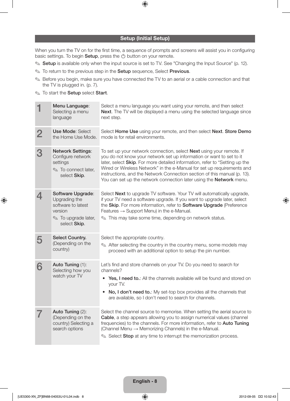 Samsung UE32EH5300W User Manual | Page 8 / 88