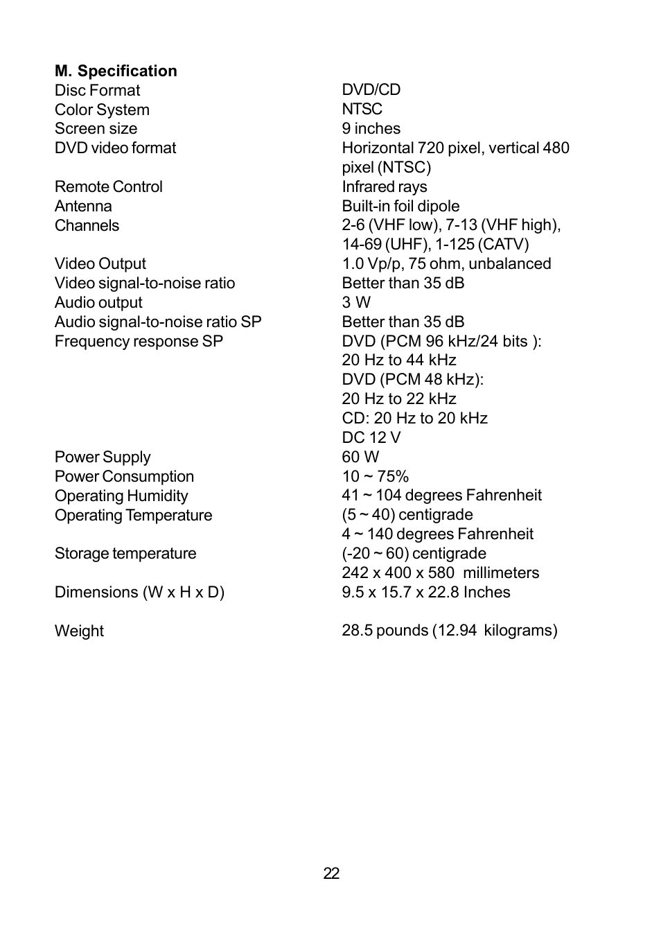 Audiovox DV9000 User Manual | Page 22 / 24