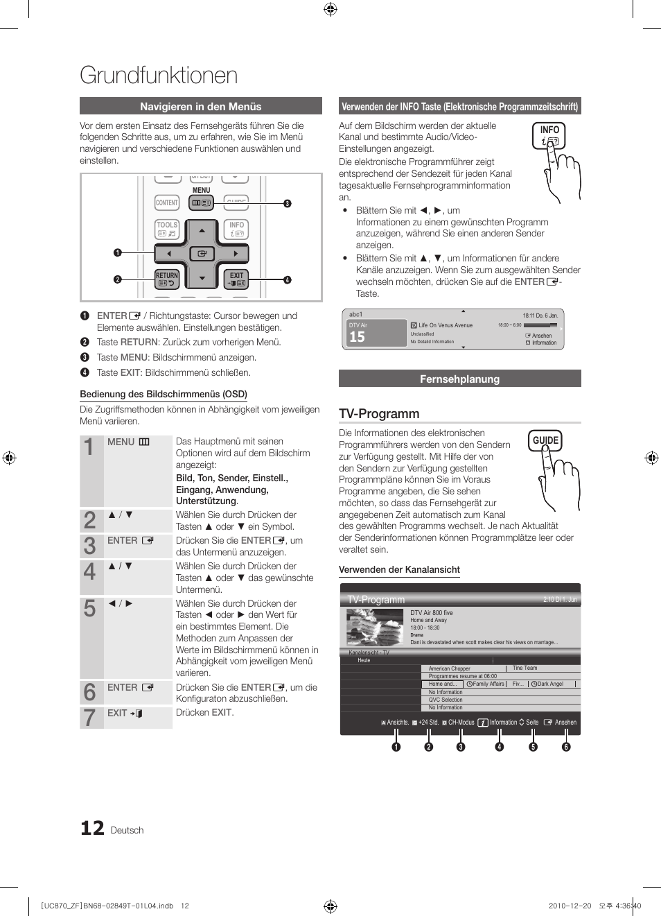 Grundfunktionen, Tv-programm | Samsung UE40S870XS User Manual | Page 140 / 258