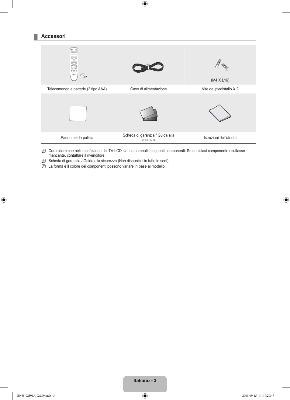 Accessori | Samsung LE22B450C8W User Manual | Page 141 / 314