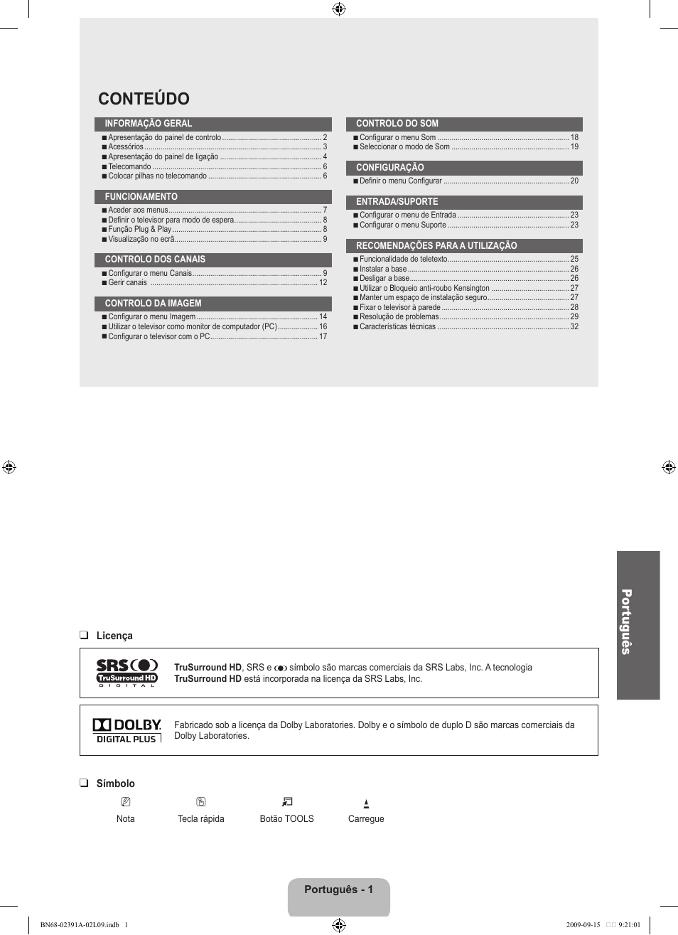 Conteúdo, Por tuguês | Samsung LE22B450C8W User Manual | Page 207 / 314