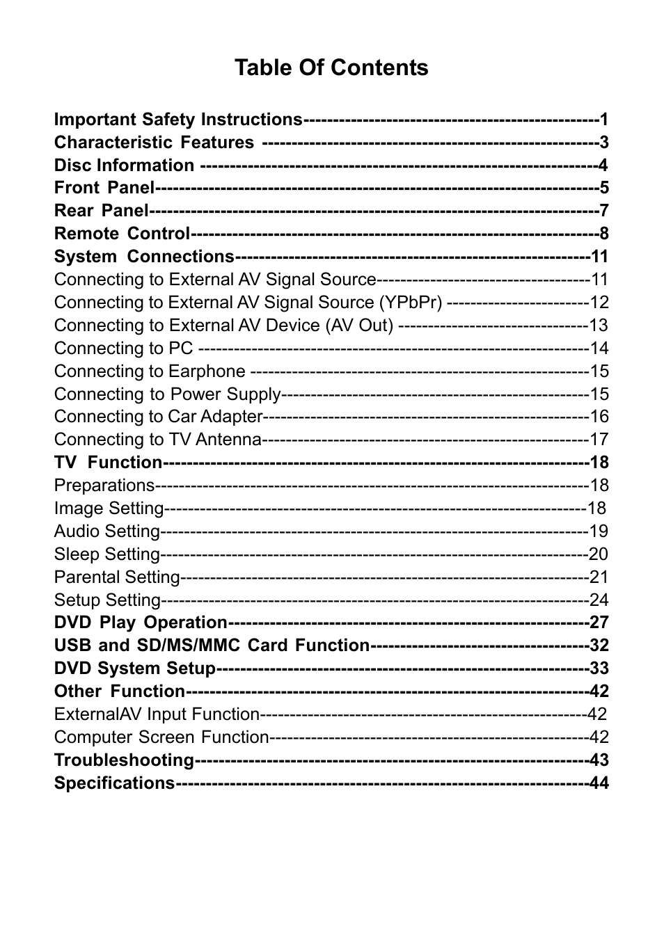 Audiovox FPE1506DV User Manual | Page 2 / 45