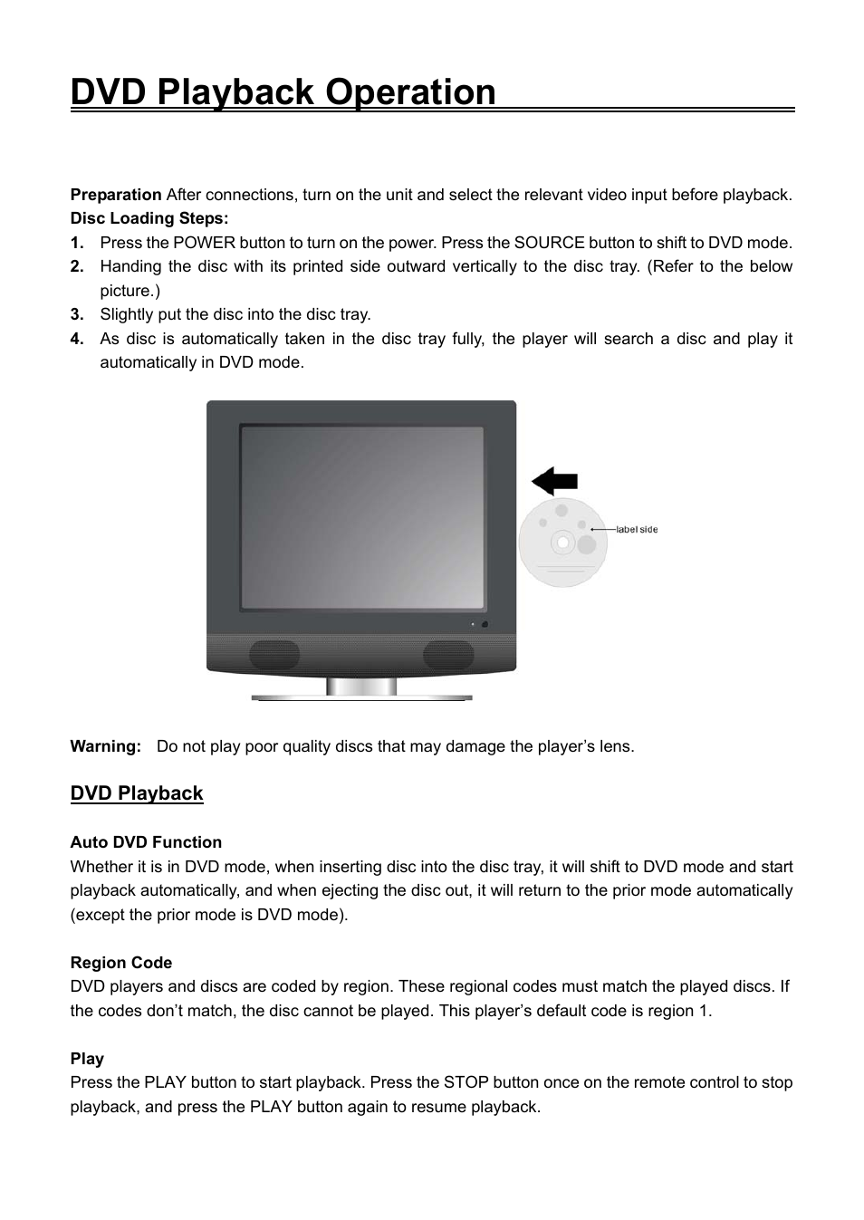 Dvd playback operation | Audiovox FPE1506DV User Manual | Page 29 / 45