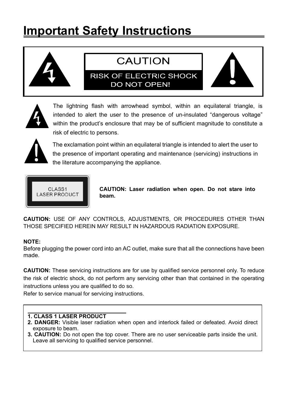 Important safety instructions | Audiovox FPE1506DV User Manual | Page 3 / 45