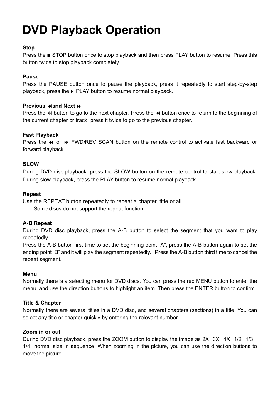 Dvd playback operation | Audiovox FPE1506DV User Manual | Page 30 / 45