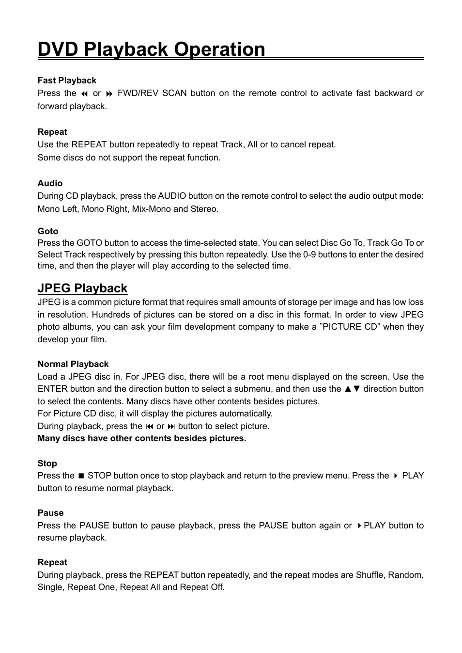 Dvd playback operation, Jpeg playback | Audiovox FPE1506DV User Manual | Page 32 / 45