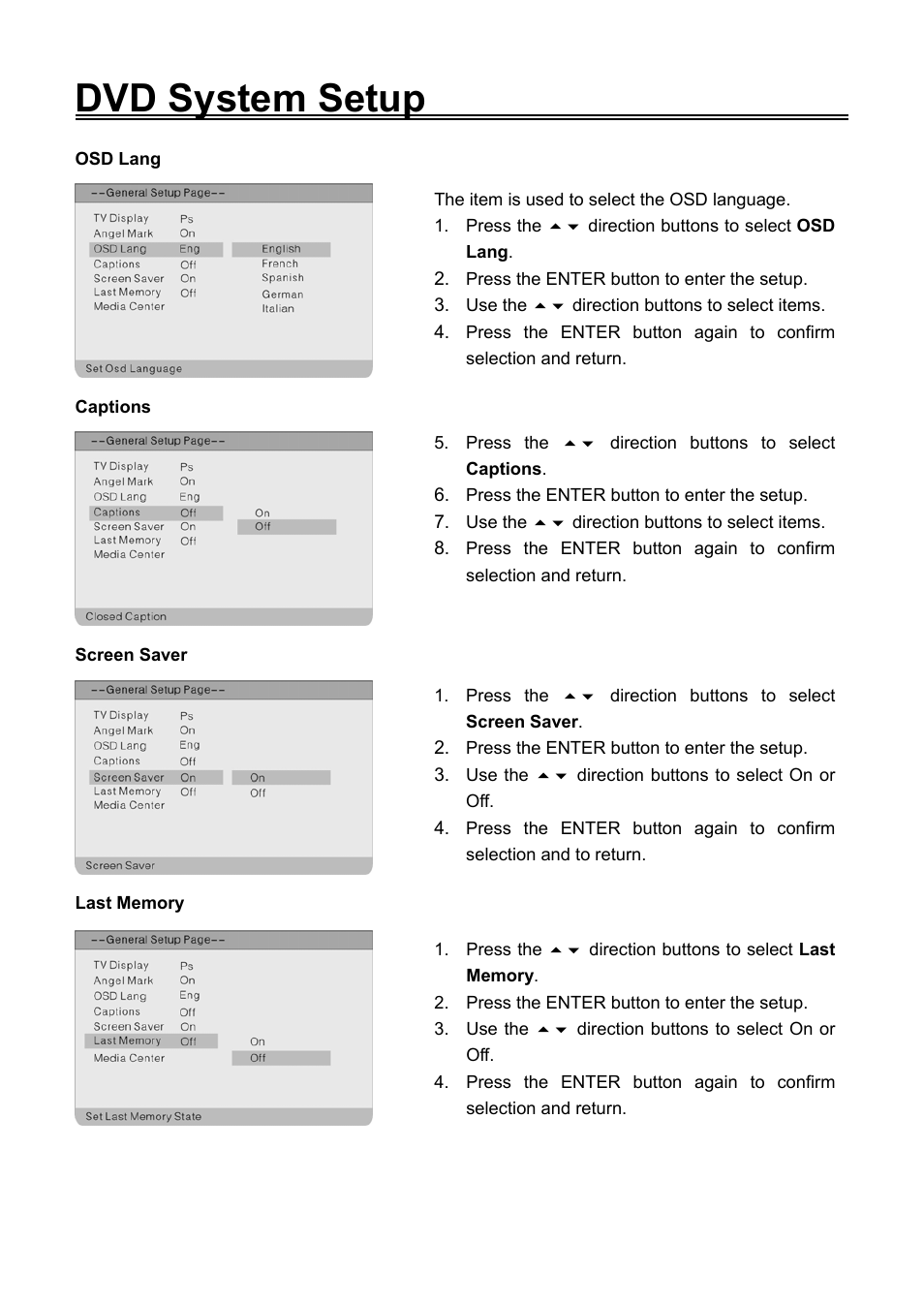 Dvd system setup | Audiovox FPE1506DV User Manual | Page 36 / 45