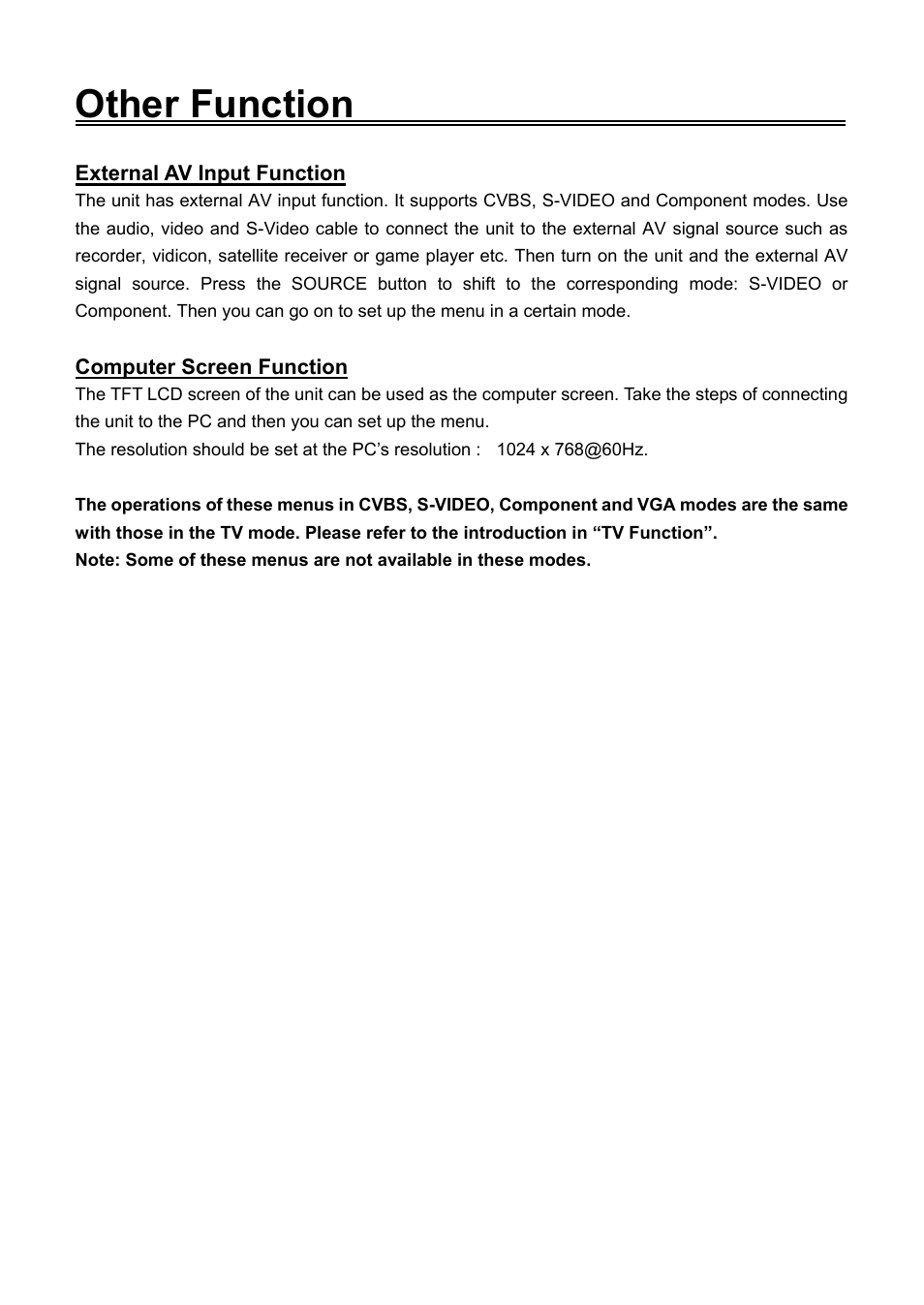 Other function | Audiovox FPE1506DV User Manual | Page 43 / 45