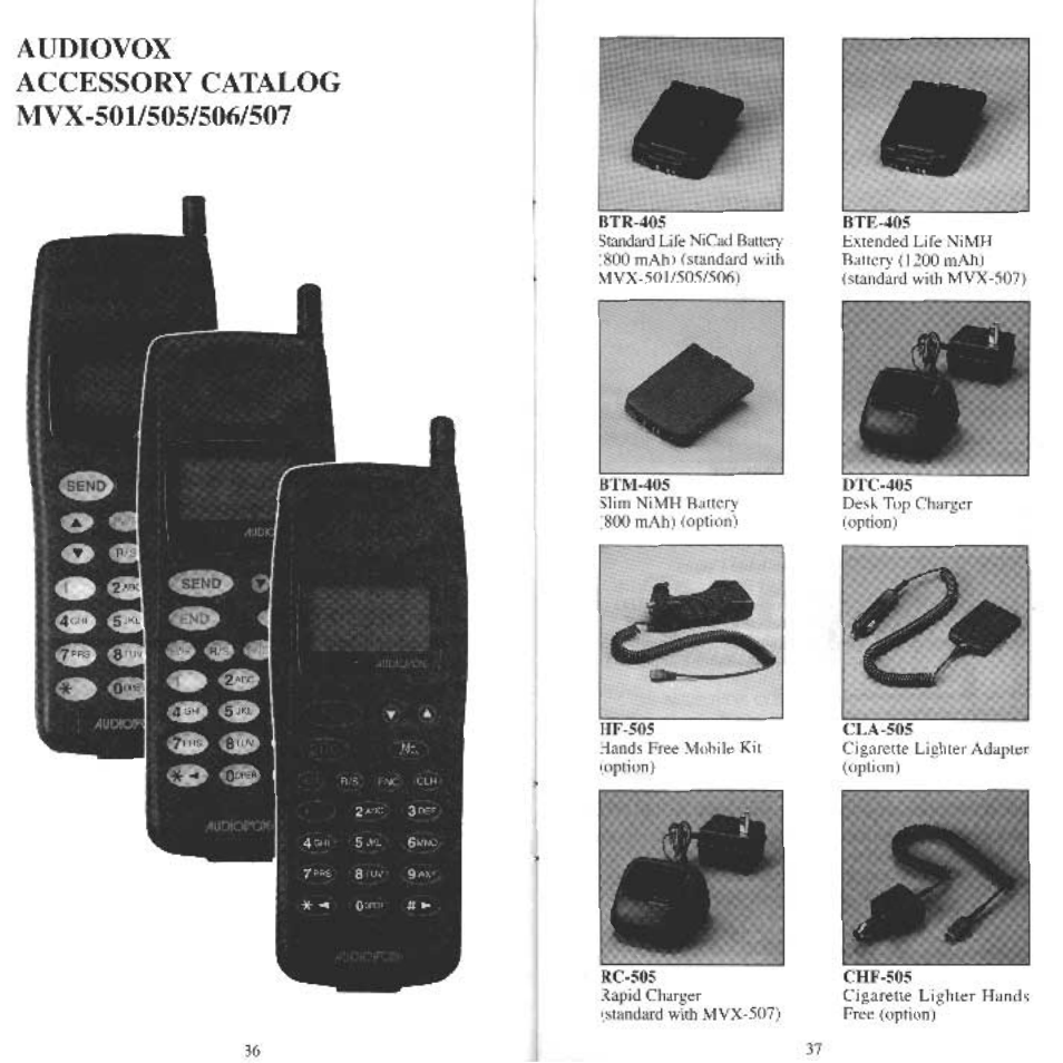 Aumovox, Accessory catalog mvx-501/505/506/507 | Audiovox MVX501 User Manual | Page 20 / 24