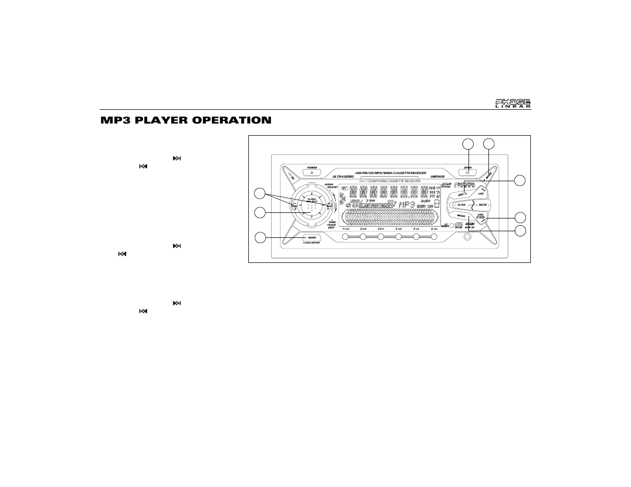 Mp3 player operation | Audiovox Jensen Phase Linear UMP8015 User Manual | Page 13 / 59