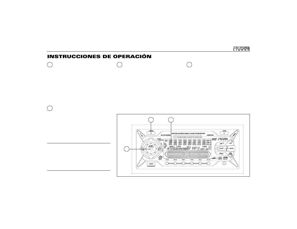 Instrucciones de operación | Audiovox Jensen Phase Linear UMP8015 User Manual | Page 25 / 59