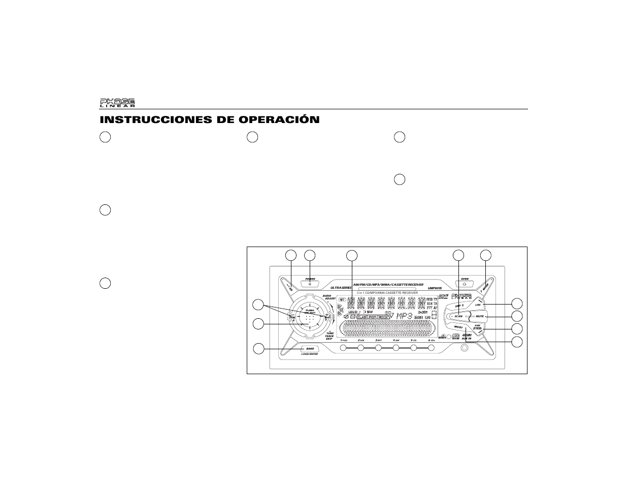 Instrucciones de operación | Audiovox Jensen Phase Linear UMP8015 User Manual | Page 26 / 59