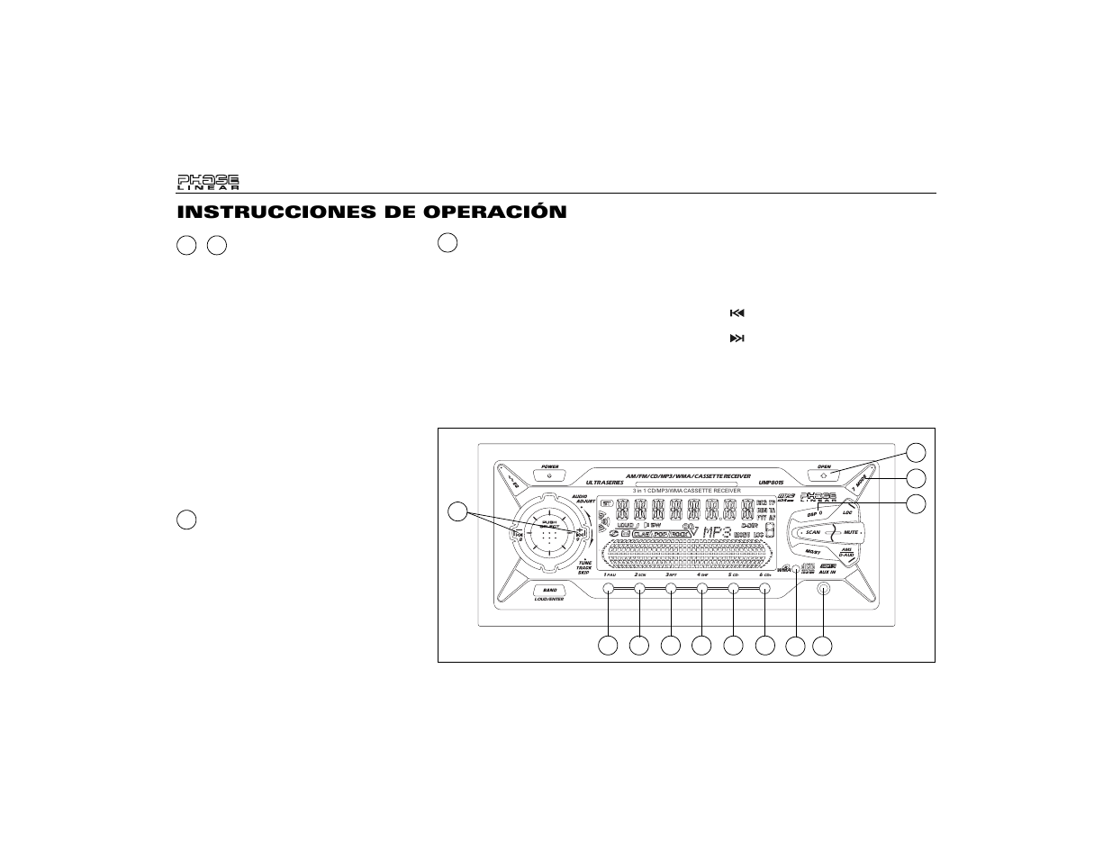Instrucciones de operación | Audiovox Jensen Phase Linear UMP8015 User Manual | Page 28 / 59