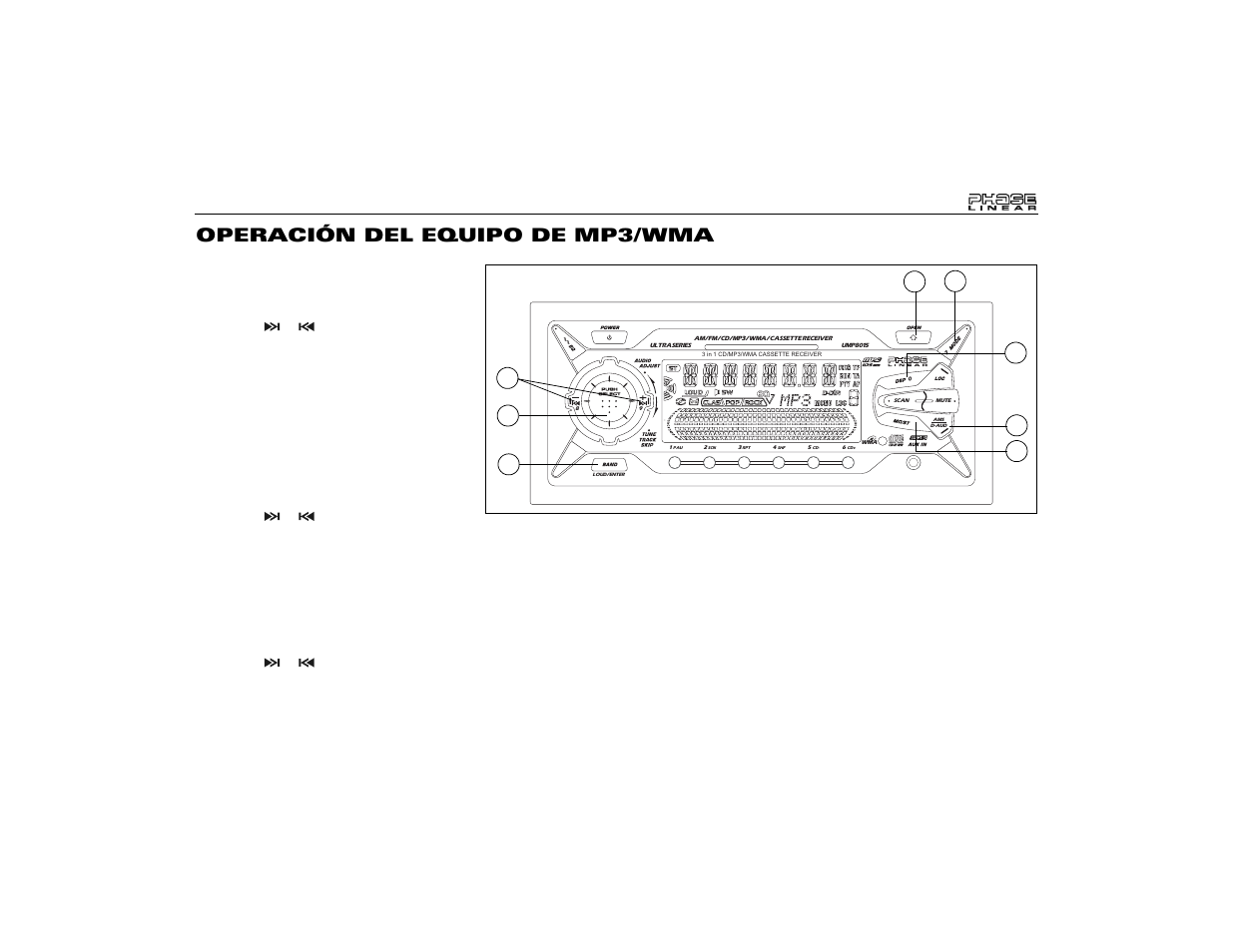 Operación del equipo de mp3/wma | Audiovox Jensen Phase Linear UMP8015 User Manual | Page 33 / 59