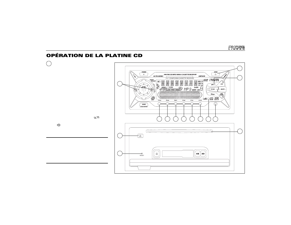 Opération de la platine cd | Audiovox Jensen Phase Linear UMP8015 User Manual | Page 49 / 59