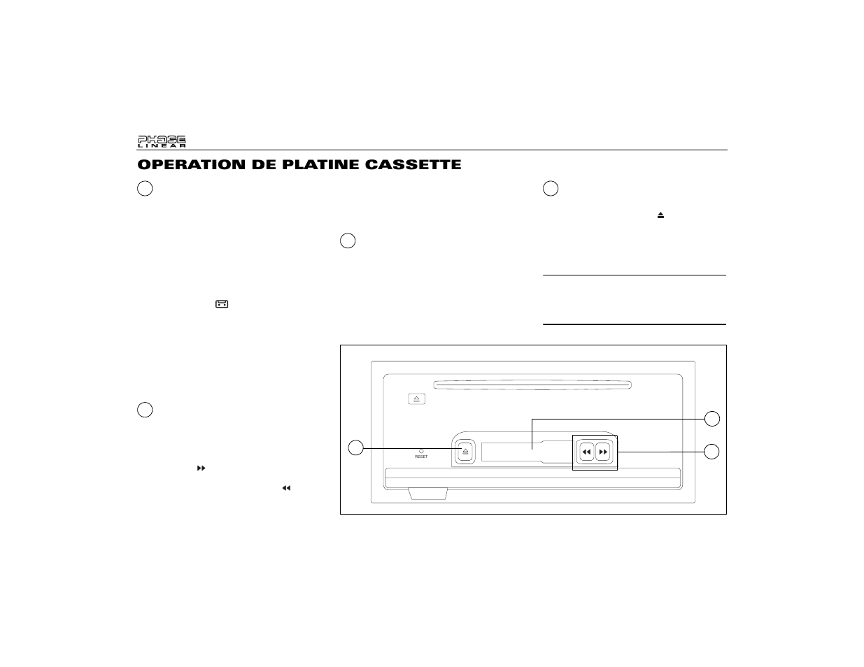 Operation de platine cassette | Audiovox Jensen Phase Linear UMP8015 User Manual | Page 54 / 59